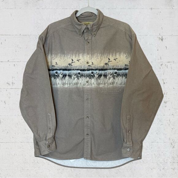 VTG Cabela’s Men’s Chamois Flannel Hunting Dog Graphic Size L Long Sleeve - Picture 2 of 10